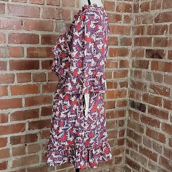 Happy X Nature Kate Hudson Phoenix Butterfly Ruffled Red Mini Dress XXS - Picture 6 of 15